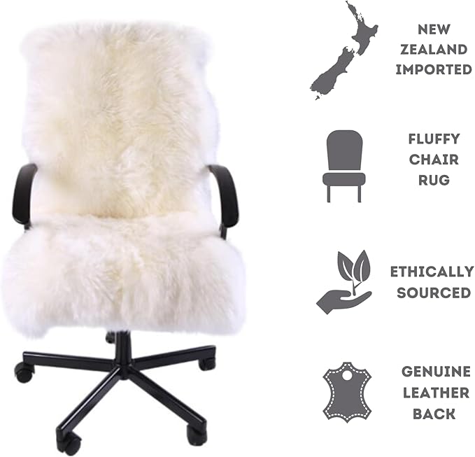 Woolous Sheepskin Rug – Large Genuine New Zealand Sheepskin, Extra Thick & Fluffy Ivory Sheep Skin Pelt, Luxuriously Soft Area Rug for Living Room, Bedroom, Sofa & Chair (3.5 x 2.3 ft)