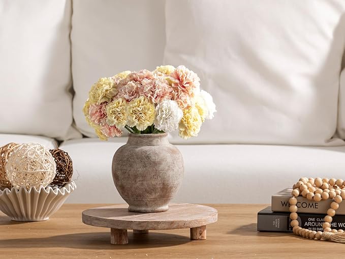 Ceramic Flower Vase, 6 Inch Small Rustic Farmhouse Vase Decorative Vases Home Decor Short Pottery Vases for Table Living Room Entryway Mantel Bookshelf Bedroom Bathroom Kitchen - Rustic