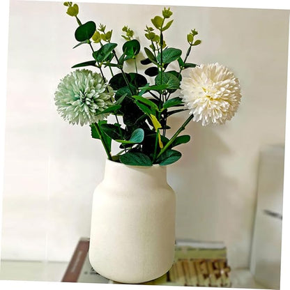 Wide Mouth Frosted Ceramic Flower Vase Delicate Home Decor Flower Holder for Living and Office Creative Household Plant Container White Matte Finish Artistic Centerpiece