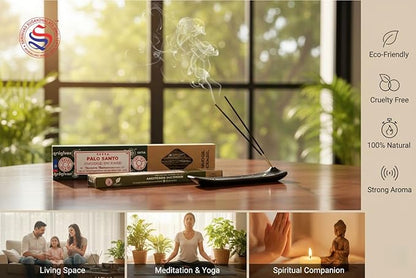 Satya Smudge Incense Stick – Hand-Rolled Indian Masala Incense for Meditation, Yoga & Spiritual Cleansing Pack of 6 (Smudge Palo Santo)