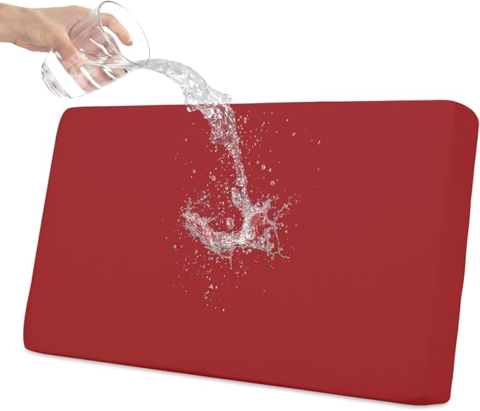 Easy-Going 100% Waterproof Loveseat Sofa Seat Cushion Slipcovers Couch Cushion Cover Stretch Furniture Protector for Kids, Pets (Loveseat Cushion, Christmas Red)