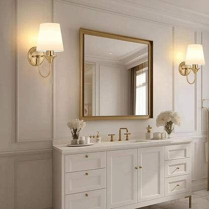 Brass Battery Wall Sconces Battery Operated Wall Lights Set of Two with Rechargeable Bulbs & Remote, Wireless Gold Battery Powered Wall Sconce, Cordless Fabric Wall Lamp for Bedroom Living Room Porch
