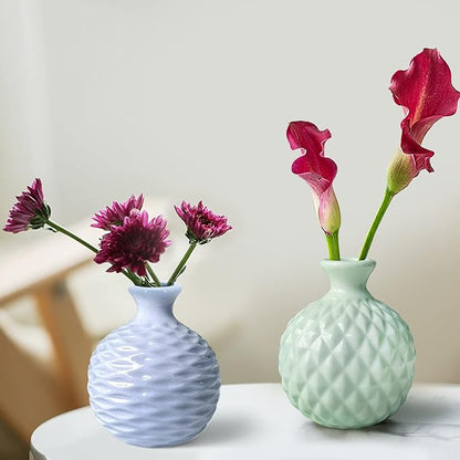 GeLive Ikebana Vase Flower Arrangement Bud Vase Hydroponics Macaron Colorful Ceramic Decorative Vase (Light Green)