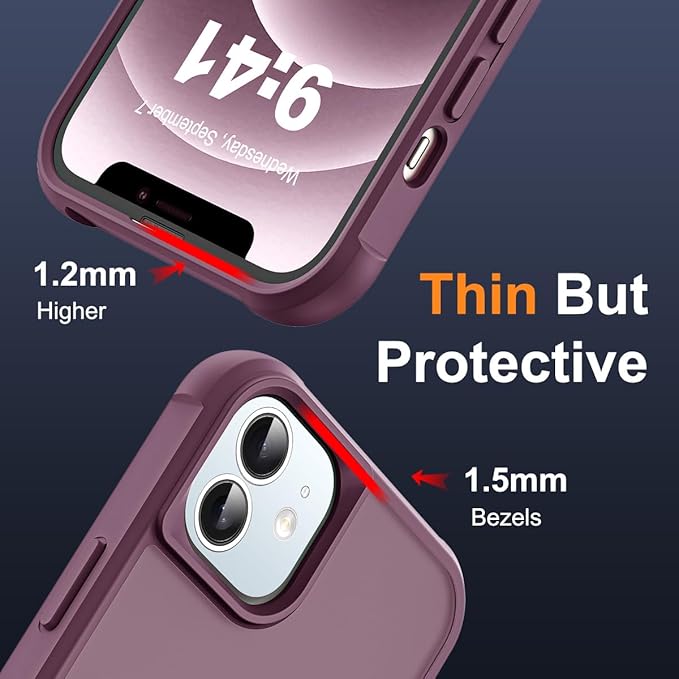 Compatible with iPhone 12 Case & iPhone 12 Pro Case with Invisible Magnetic O-Ring Stand Translucent Phone Cases 6.1" [Compatible with Mag-Safe][Great Grip Feeling], Wine Red