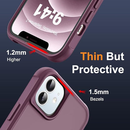 Compatible with iPhone 12 Case & iPhone 12 Pro Case with Invisible Magnetic O-Ring Stand Translucent Phone Cases 6.1" [Compatible with Mag-Safe][Great Grip Feeling], Wine Red