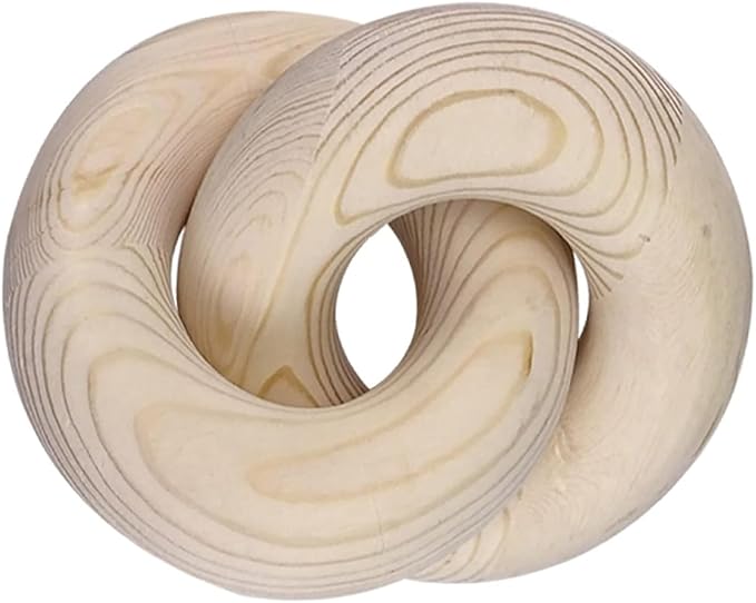 Wood Knot Décor-2 Link Wooden Chain Link Home Decor,Coffee Table Decor Book Shelf Decor Accents Art Decor Living Room Decor Items (Log Color)