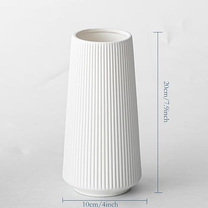8 inches Modern Simple White Boho Vase for Pampas Grass and Dry Flower, Water Proof Vase for Home Living Room Farmhouse Office Decor