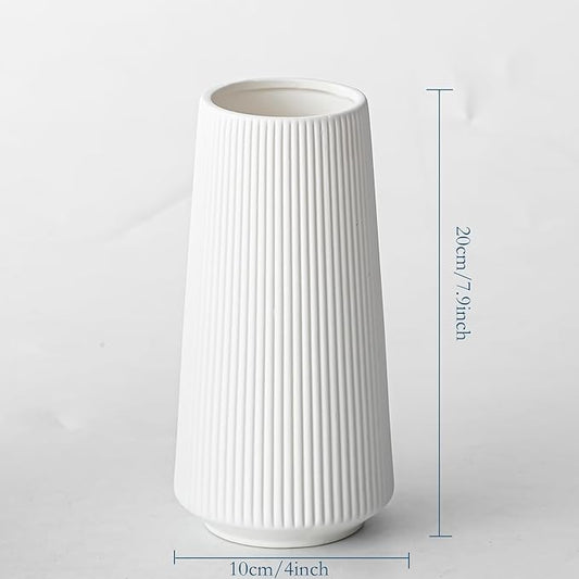 8 inches Modern Simple White Boho Vase for Pampas Grass and Dry Flower, Water Proof Vase for Home Living Room Farmhouse Office Decor