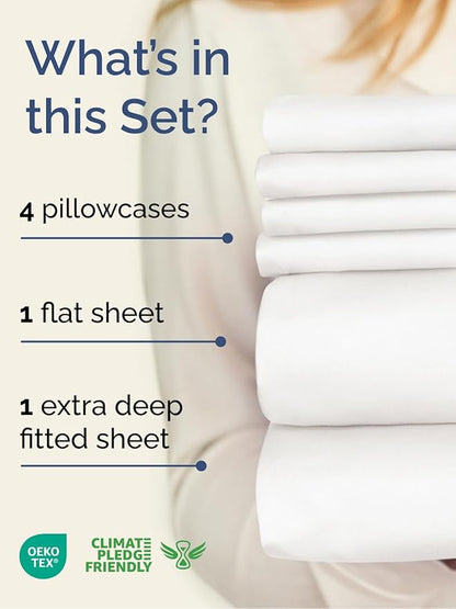 Extra Deep Queen Sheet Set - 6 Piece Breathable and Cooling Sheets - Hotel Luxury Bed Sheets Set - Easy Fit - Soft, Wrinkle Free and Comfy Sheets Set - Antique White Sheet Set with Extra Deep Pockets