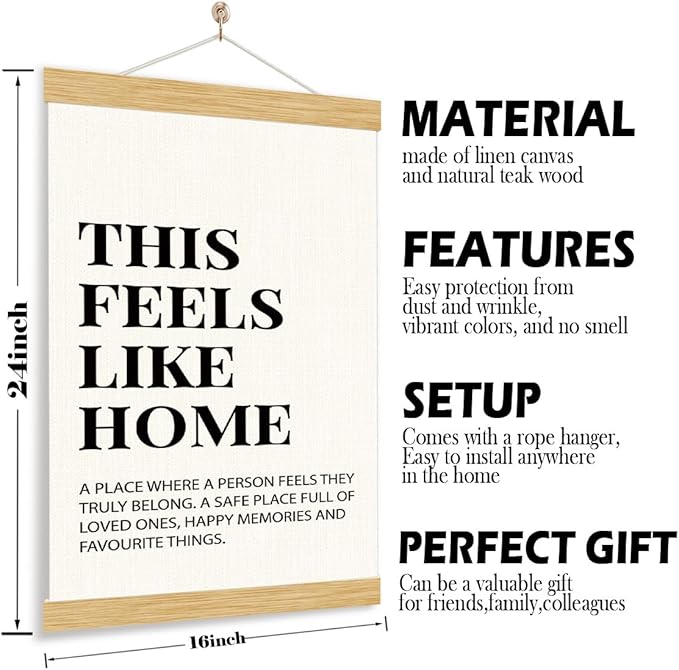YGSDZY This Feels Like Home Poster, Hanging Canvas Flag for Home Entryway Living Room Kitchen Decor, Canvas Hanging Poster, Wall Decors Art, Door Hanger, Housewarming Decors 11.8 * 15.7