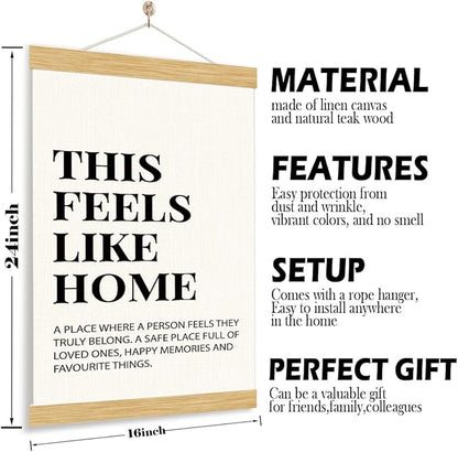 YGSDZY This Feels Like Home Poster, Hanging Canvas Flag for Home Entryway Living Room Kitchen Decor, Canvas Hanging Poster, Wall Decors Art, Door Hanger, Housewarming Decors 11.8 * 15.7