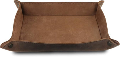 Londo Genuine Leather Tray Organizer - Practical Lightweight Water Resistant Computer Table Desk Storage Box for Wallets, Watches, Keys, Coins, Cell Phones and Office Equipment
