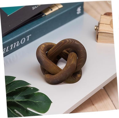 Wood Knot Decor -Coffee Table Decor Shelf Decor Table Books Hand Carved Home Decoration Boho Country Rustic Modern Shabby Chic Style Decor 3 Link Wooden Knot Chain Link Decor (Pumpkin Colors)
