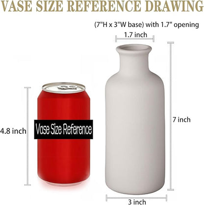 Ceramic Small Vase, Dry Flower Vases Minimalism Style for Modern Table Shelf Fit Fireplace Bedroom Kitchen Living Room Home Decor (White, Large)