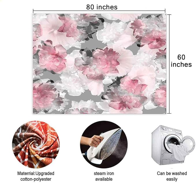 BULOR Peony Flower Pink Grey Tapestry Wall Hangings, Watercolor Floral Peonies Poster Tapestry For Kids Student Bedroom Living Room Dorm Man Cave Background 80x60inch