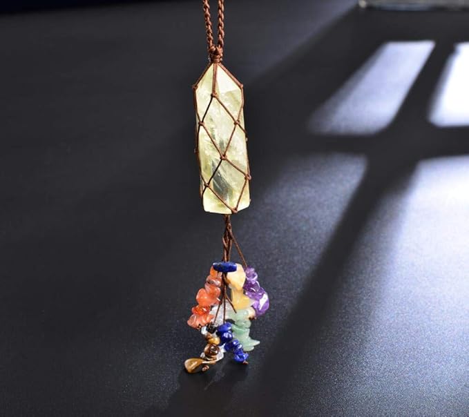 Home Decor Hanging Ornaments Natural Citrine Chakra Ornaments Gemstones Reiki Feng Shui Ornament Window Car Ornament
