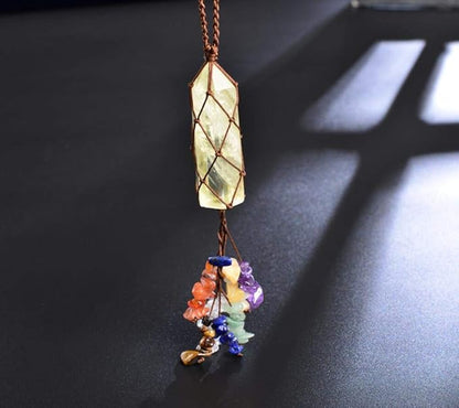 Home Decor Hanging Ornaments Natural Citrine Chakra Ornaments Gemstones Reiki Feng Shui Ornament Window Car Ornament