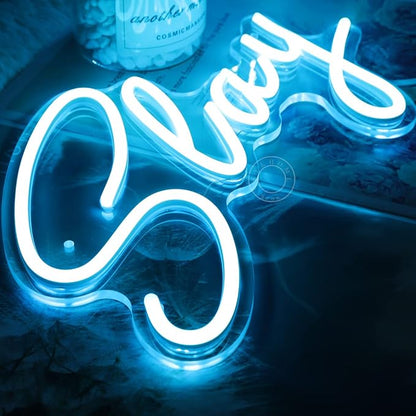 SYLHOME Slay Blue LED Neon Light Sign Cool Boys Girls Preppy Bedroom Game Play Room Desk Wall Decor Sign Club Pub Bar Man Cave Game Center Birthday Decoration USB Night Light 11.8" X 8"