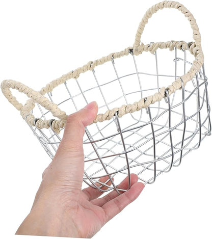 Toyvian 2pcs Wire Basket Storage Organizer Versatile Iron Baskets for Home Office Kitchen Decorative Containers for Fruits Bread and Office Supplies