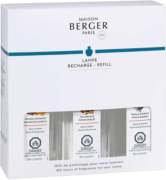MAISON BERGER Lampe Berger Fragrance Trio Refill for Home Fragrance Oil Diffuser - 3 x 8.45 Fluid Ounces - 3x250 milliliters (Trio Warm)
