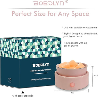 Bobolyn Candle Warmer for Scented Wax Melts 4-in-1 Electric Ceramic Candle Burner for Scented Wax Cubes Fragrance Melter for Home Office Bedroom Gift & Decor