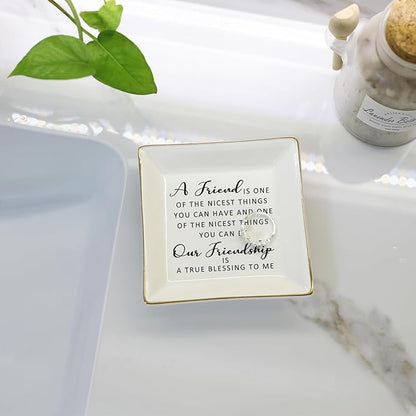 HOME SMILE Ceramic Ring Dish Jewelry Tray for Mom Sister Friends