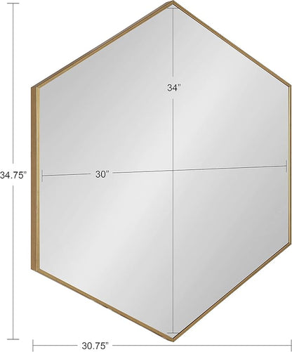 Kate and Laurel Rhodes 6-Sided Hexagon Wall Mirror, 30.75x34.75 Gold