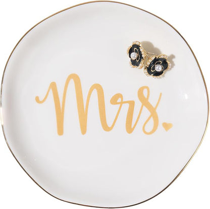 Mrs. Ring Dish Trinket Jewelry Tray Ring Holder Engagement Gifts for Couples Newly Engaged, Bridal Shower Gifts for Bride to be Her Wedding Gifts for Newlyweds Bachelorette Future MRS Gift
