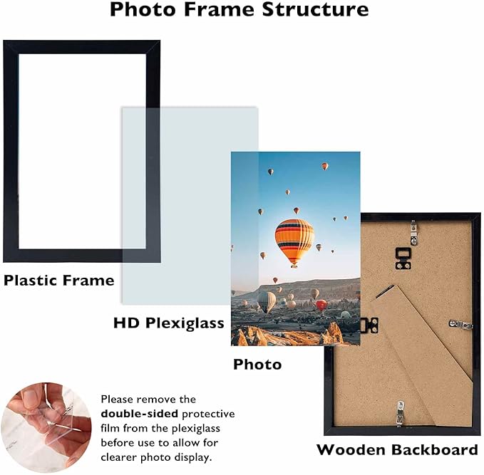 6x9 Picture Frame Set of 2 Black for Wall Hanging or Tabletop- Wall Mounting Horizontally or Vertically, 6 x 9 Wall Gallery Poster Photo Frame for 6 by 9 Photo,2 Pack, Black