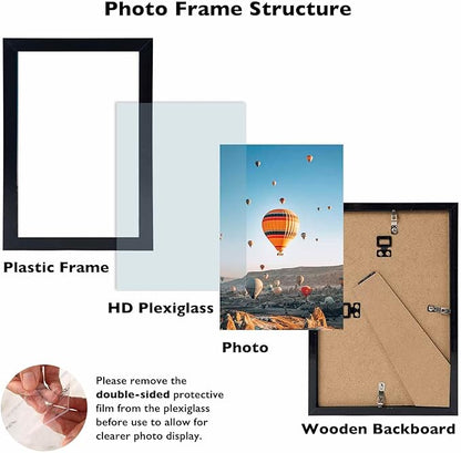 9x11 Picture Frame Set of 2 Black for Wall Hanging or Tabletop, Wall Mounting Horizontally or Vertically, 9 x 11 Wall Gallery Poster Photo Frames for 9 by 11 Photo,2 Pack, Black