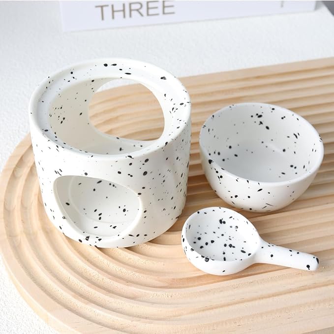 Ceramic Tealight Burner Oil Diffuser Duftlamp with Canlde Holder (Ink Splash)