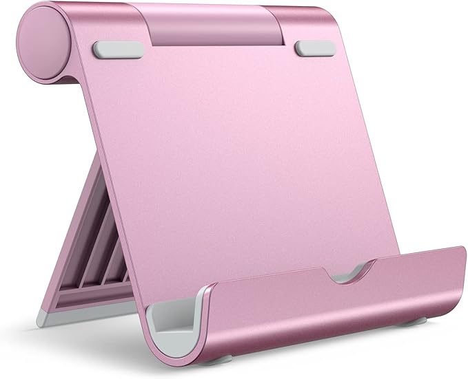 JETech Tablet Stand, Adjustable Portable Desktop Holder, Foldable Dock for iPad/iPad Pro/Air/Mini, Galaxy Tab A8/A7 Lite/A7/S8/S7, Kindle, Tab/Phones(4-11"), Rose Gold