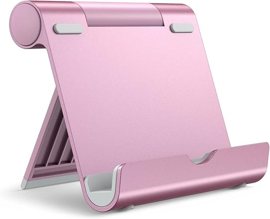 JETech Tablet Stand, Adjustable Portable Desktop Holder, Foldable Dock for iPad/iPad Pro/Air/Mini, Galaxy Tab A8/A7 Lite/A7/S8/S7, Kindle, Tab/Phones(4-11"), Rose Gold