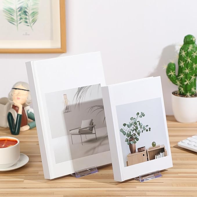24 Pack Acrylic Book Stand for Display Adjustable Clear Display Holder Easel Collector Stand for Home Office Back to School Comic Album CD Magazine Postcard Artworks (4.2 x 4.3 x 2.35 Inch)