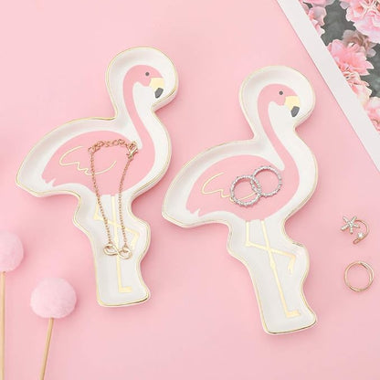 Stephanie Imports Flamingo Ceramic Trinket Plate and Decorative Jewelry Dish