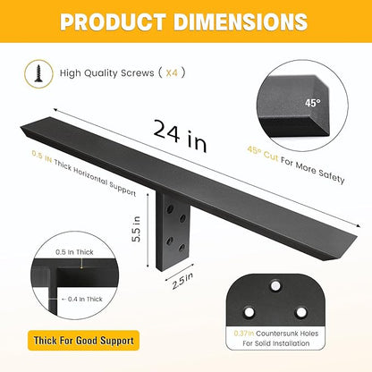 Hidden Countertop Support Bracket 24 Inch 2 Pack Heavy Duty Granite Support Bracket for Kitchen Island Bar Top Countertop