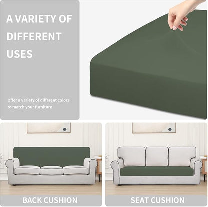 Easy-Going 100% Waterproof Oversized Sofa Seat Cushion Slipcovers Couch Cushion Cover Stretch Furniture Protector for Kids, Pets (Oversized Sofa Cushion, Grayish Green)
