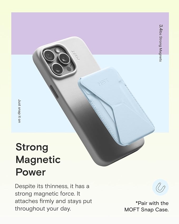 MOFT Magnetic Wallet Stand Compatible with iPhone 17/16/15/14/13/12 Series, Angle Adjustment & Magsafe Compatible MOVAS Phone Stand,Soothing Mist