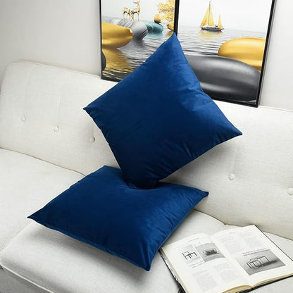 Artaimee Navy Blue Velvet Throw Pillow Covers 20x20 Set of 2 – Soft Decorative Cushion Covers for Sofa, Bed, Couch, and Office – Cozy & Machine Washable
