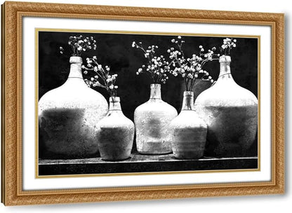 ArtDirect Monochrome Vases Custom Framed Art Print Giclee Print or Canvas Options with Various Sizes and Customization by Allen, Kimberly