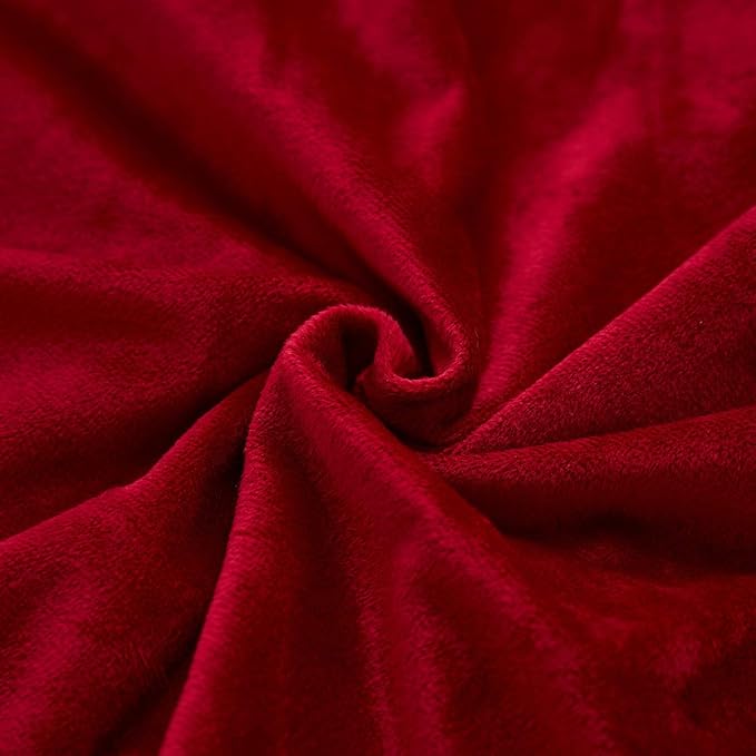 JAUXIO Diamond Pinch Pleated Crystal Velvet Pillowcases 2 Pack Solid Pintuck Throw Cushion Cover for Home Decor Hidden Zipper Closure (Burgundy, King)
