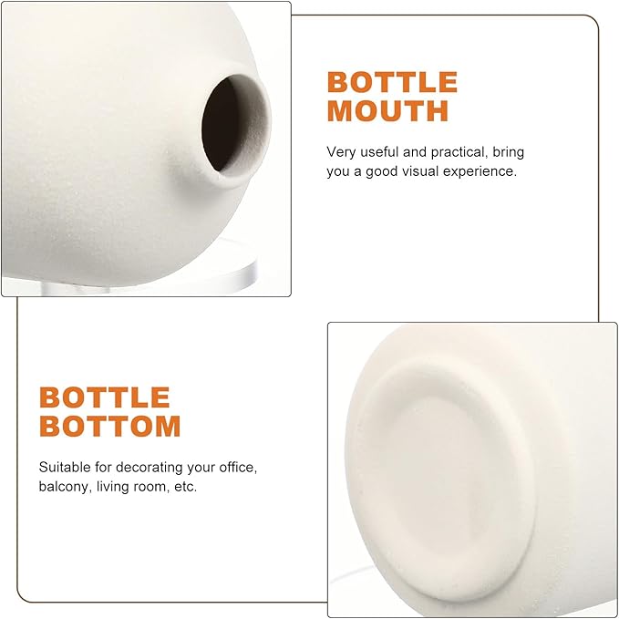 Creative Matte White Ceramic Small Flower Vase 10Cm Height Desktop Art Planter for Office and Home Décor, Simple Bud Vase for Flower Arrangement and Aromatherapy