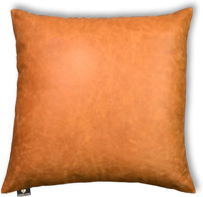 LL LEATHER LOVERS Genuine Lambskin Leather Pillow Cover, 18x18 Inch Case for Lumbar Throw Couch Pillows, Thick & Soft Cushion Covers for Sofa Bed Home Décor (Caramel Brown Pack of 1)
