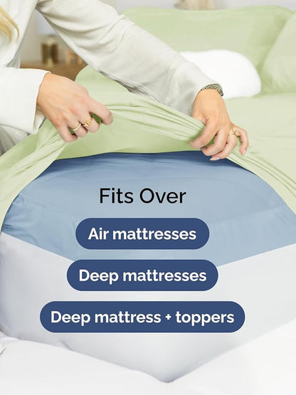 Extra Deep Twin Sheet Set - 4 Piece Breathable & Cooling Sheets - Hotel Luxury Bed Sheets Set - Easy & Secure Fit - Soft, Wrinkle Free & Comfy Sheets Set - Light Sage Sheet Set with Extra Deep Pockets