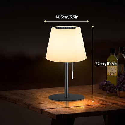 Solar Table Lamp for Outside Patio Solar Lamp Outdoor Lamp Waterproof with Light Sensor,Dimmable Warm White+RGB LED Rechargeable Lamps Cordless Battery Operated Table Lamp （Black）