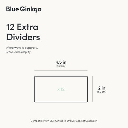 BLUE GINKGO 12 Dividers - Compatible with Large 12-Drawer Storage Cabinet (12-Pack) - Clear