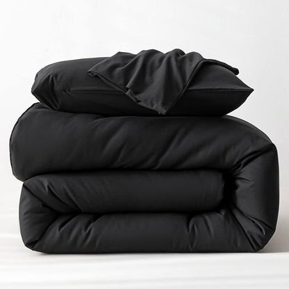 ROSGONIA Oversized King Comforter 128x120, 3pcs Super King Plus (1 Black Comforter & 2 Pillowcases) Lightweight Oversized King Bedding Set Blanket