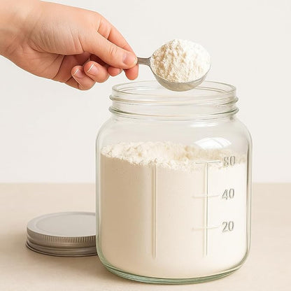 Kitchentoolz Half Gallon Glass Mason Jars with Extra Wide Mouth & Metal Lids - Airtight Food Storage & Canning Jars with Measurement Markings - 64 oz (4pk)