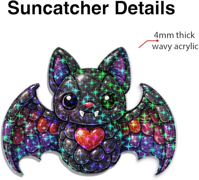 Sweet Heart Bat Acrylic Suncatcher, Window Hanging Sun Catcher Ornament, Crystal Prism Light Catcher Decor, Sunlight Window Decor, Aesthetic Home Decor Gift