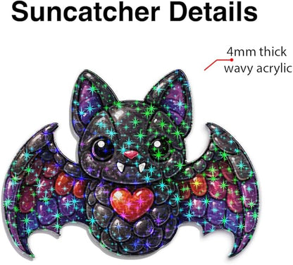 Sweet Heart Bat Acrylic Suncatcher, Window Hanging Sun Catcher Ornament, Crystal Prism Light Catcher Decor, Sunlight Window Decor, Aesthetic Home Decor Gift